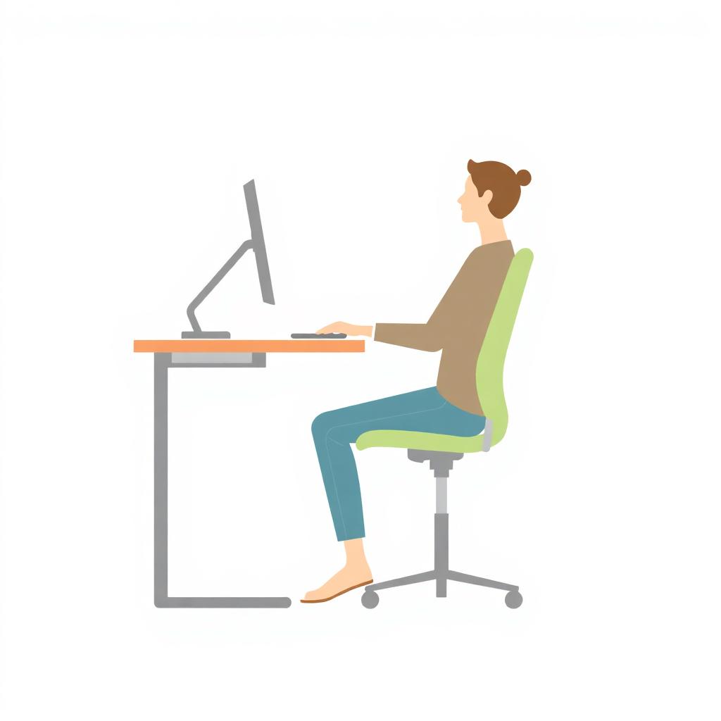 Personne assise avec une bonne posture à un bureau ergonomique