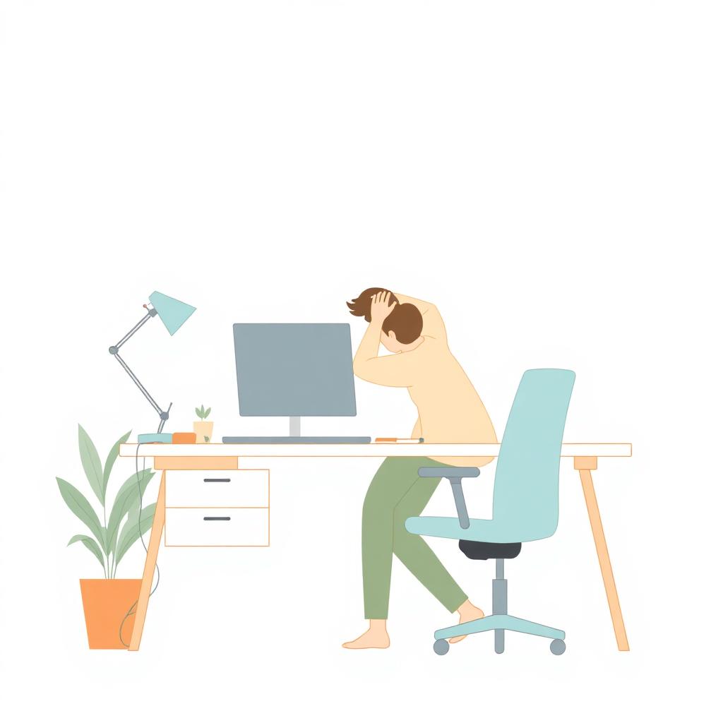 Personne travaillant confortablement a un bureau ergonomique