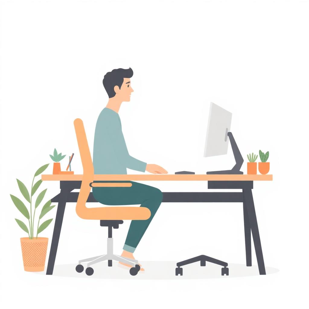 Illustration d'une personne réglant son poste de travail ergonomique